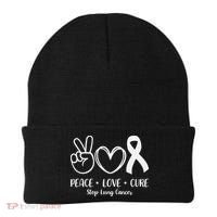 Peace Love Cure Long Cancer Awareness Beanie thumb 0