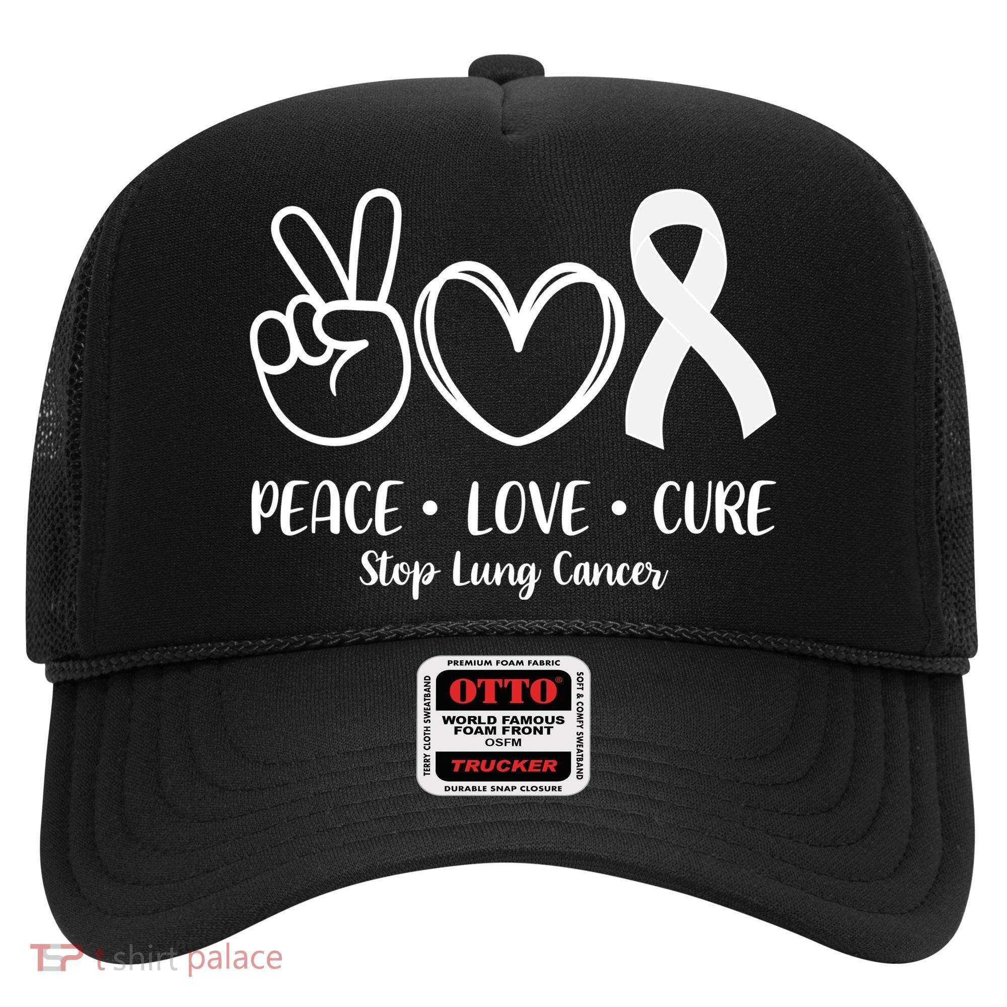 Peace Love Cure Long Cancer Awareness Hat