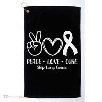 Peace Love Cure Long Cancer Awareness Golf Towel thumb 0