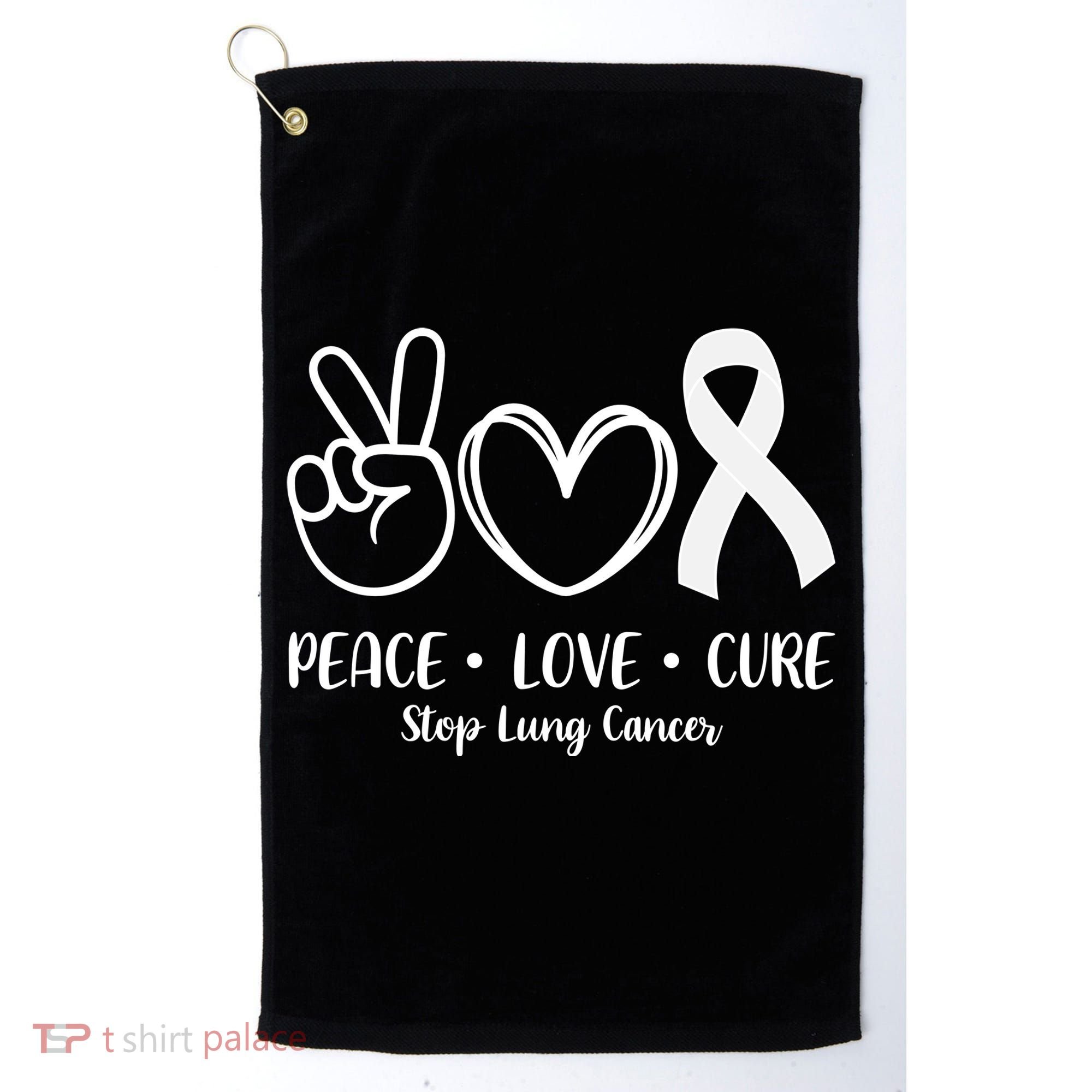 Peace Love Cure Long Cancer Awareness Golf Towel