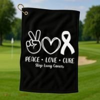 Peace Love Cure Long Cancer Awareness Golf Towel thumb 1