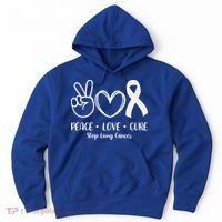 Peace Love Cure Long Cancer Awareness Hoodie thumb 0