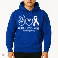 Peace Love Cure Long Cancer Awareness Hoodie thumb 2