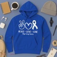 Peace Love Cure Long Cancer Awareness Hoodie thumb 3