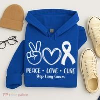 Peace Love Cure Long Cancer Awareness Hoodie thumb 4