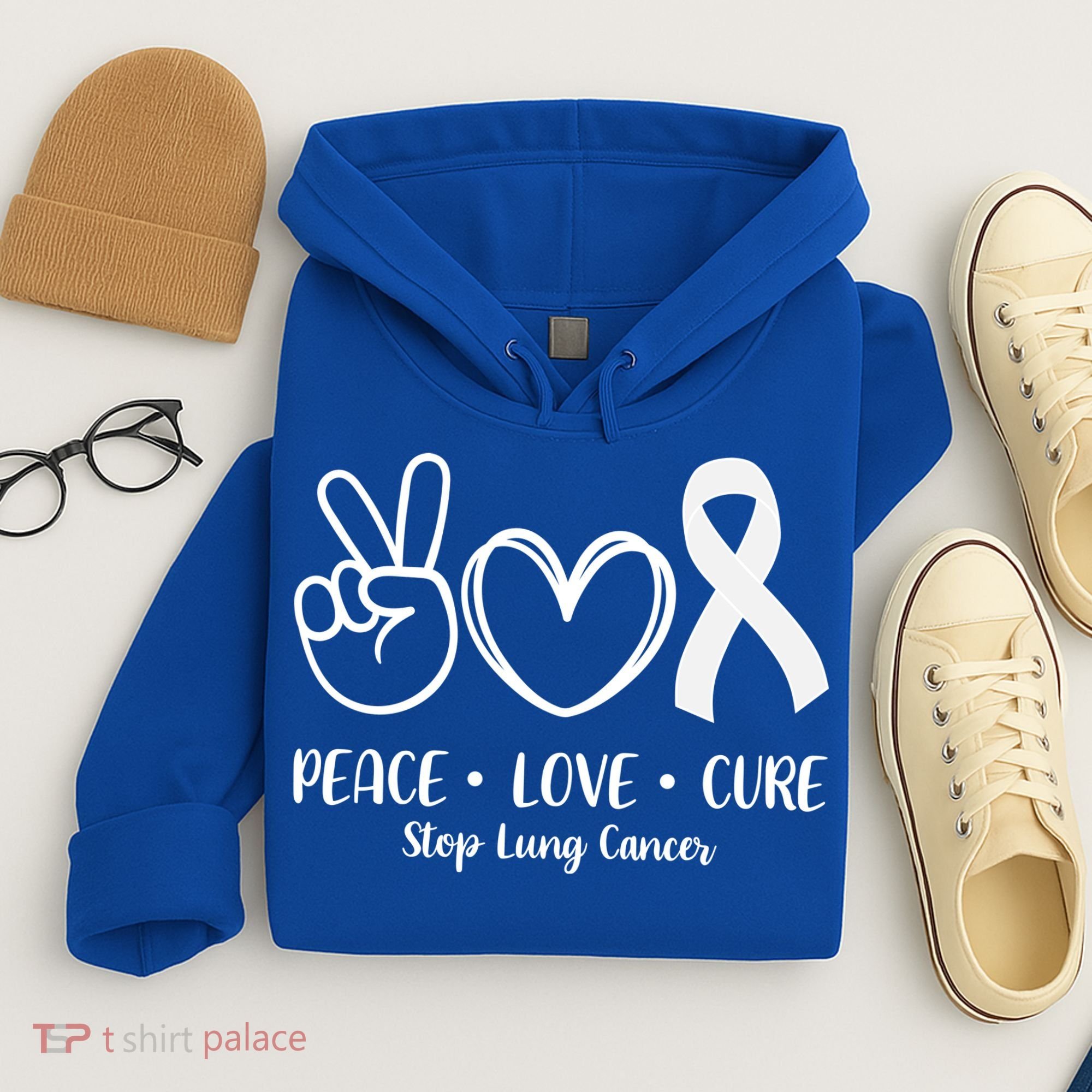 Peace Love Cure Long Cancer Awareness Hoodie