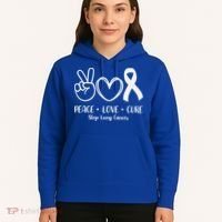 Peace Love Cure Long Cancer Awareness Hoodie thumb 5