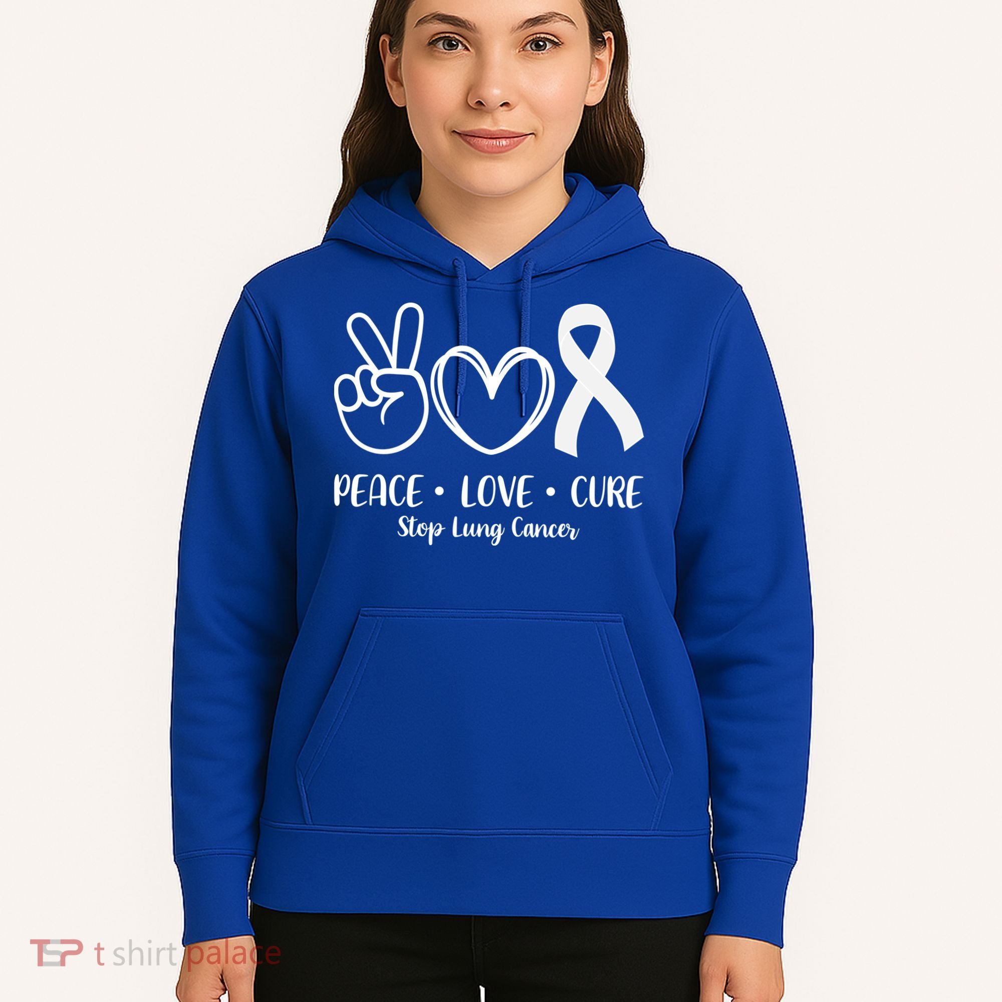 Peace Love Cure Long Cancer Awareness Hoodie