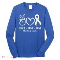 Peace Love Cure Long Cancer Awareness Long Sleeve Shirt thumb 0