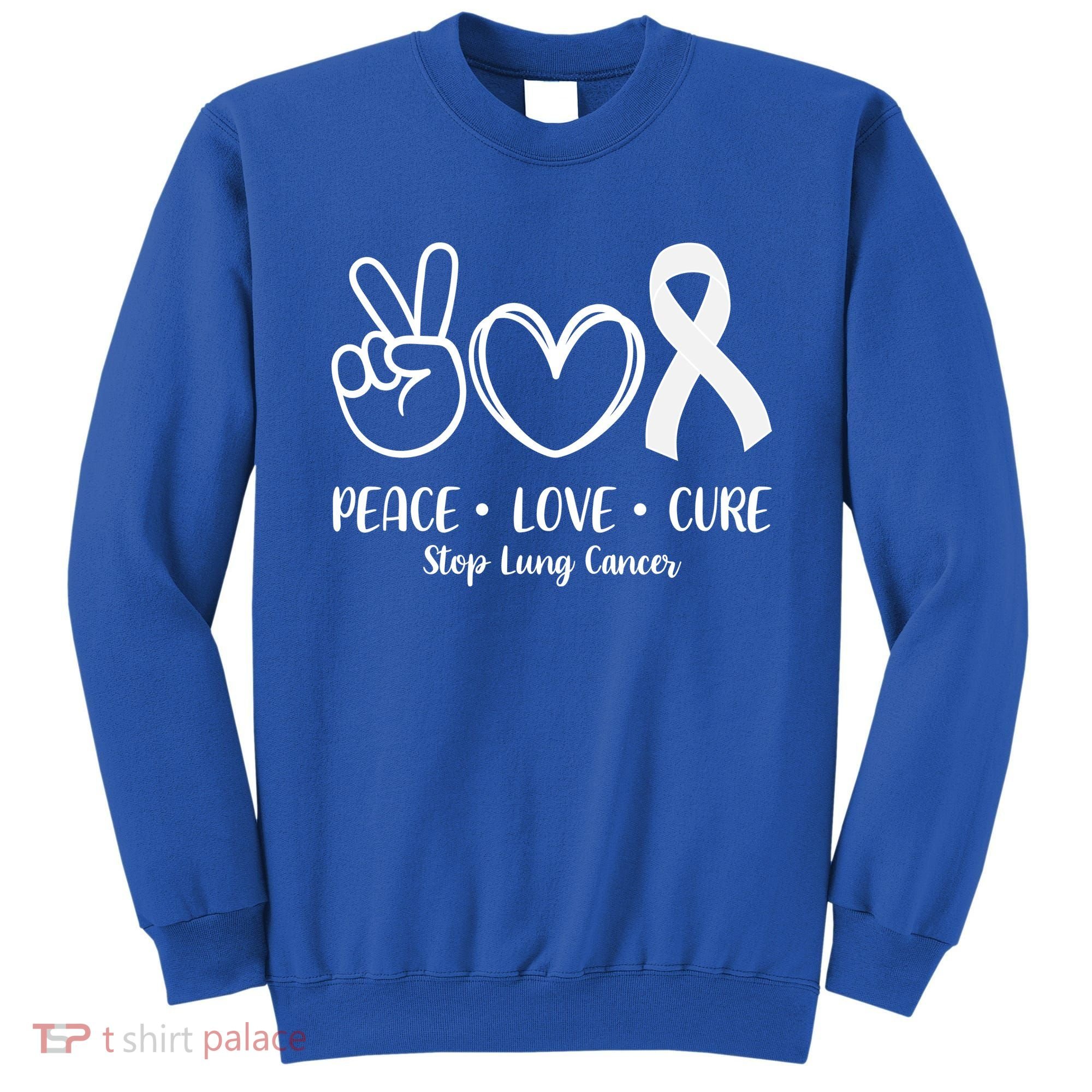 Peace Love Cure Long Cancer Awareness Sweatshirt