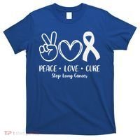 Peace Love Cure Long Cancer Awareness T-Shirt thumb 0