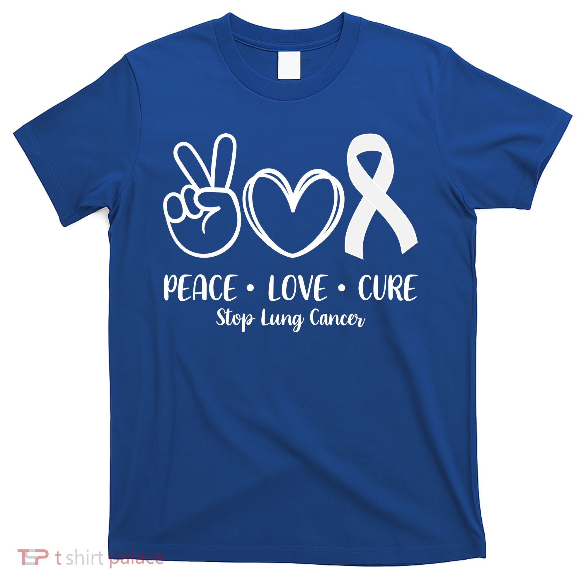 Peace Love Cure Long Cancer Awareness T-Shirt