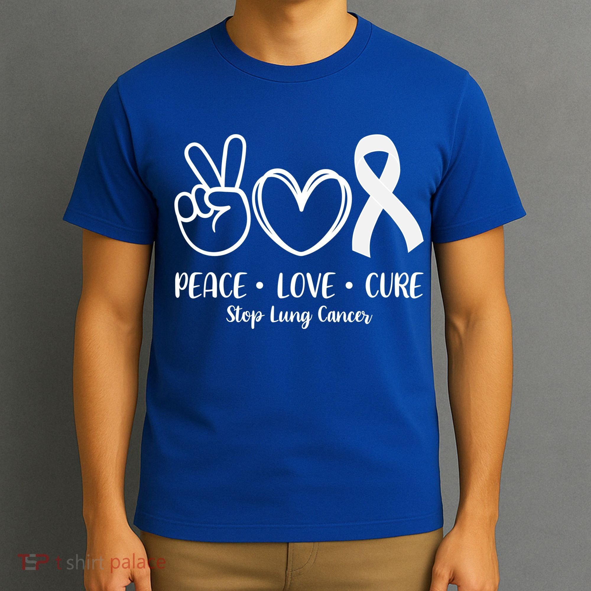 Peace Love Cure Long Cancer Awareness T-Shirt