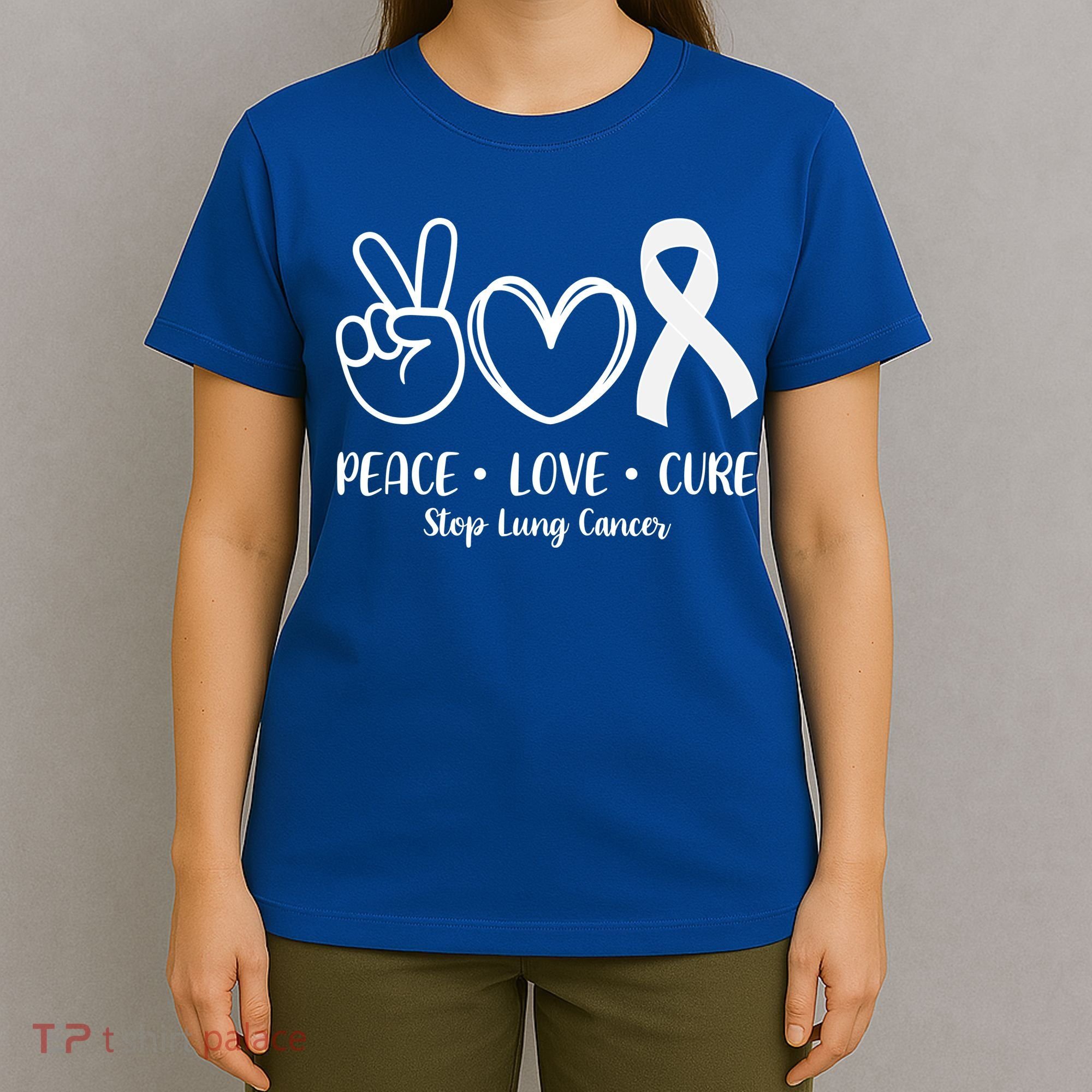 Peace Love Cure Long Cancer Awareness T-Shirt