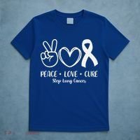 Peace Love Cure Long Cancer Awareness T-Shirt thumb 5
