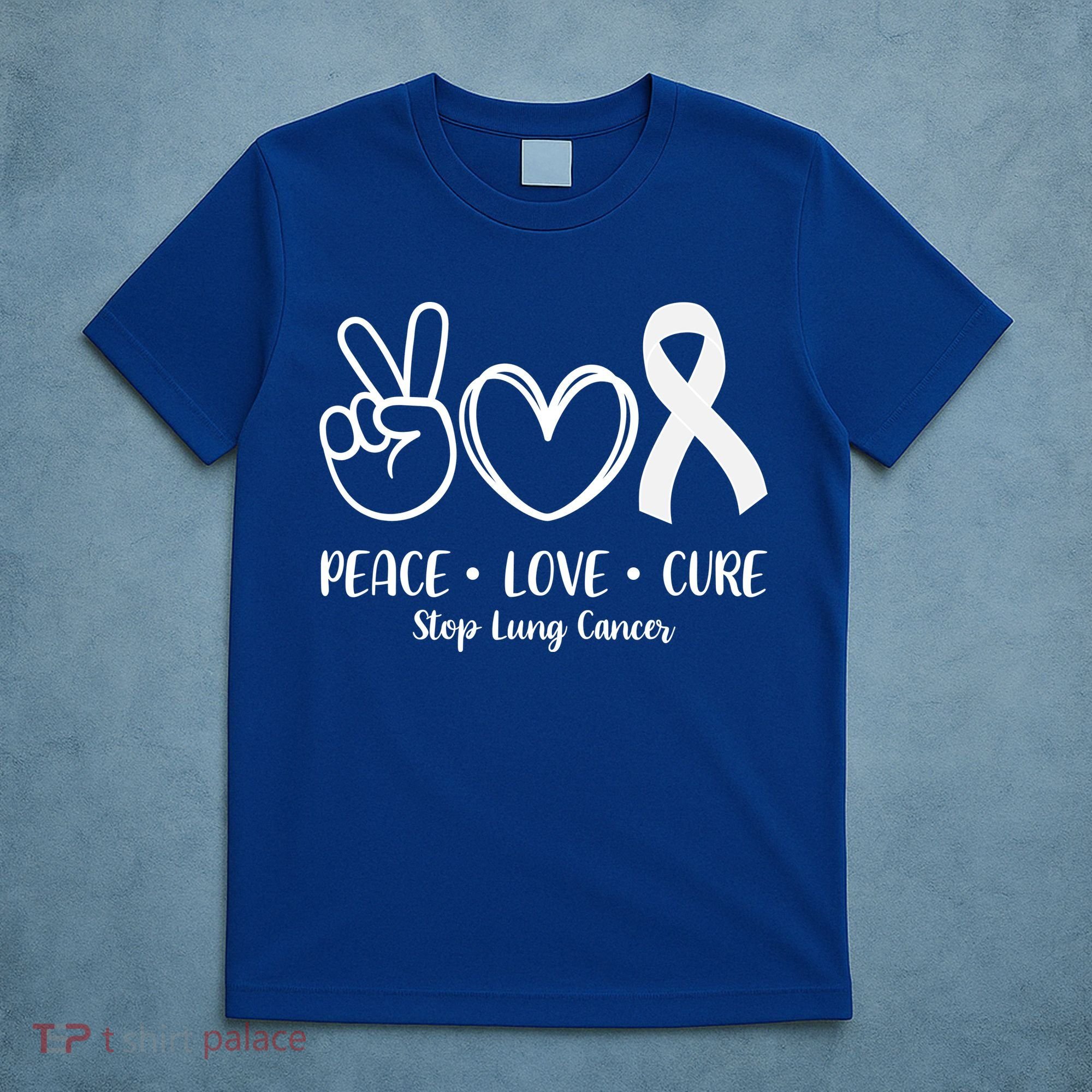 Peace Love Cure Long Cancer Awareness T-Shirt