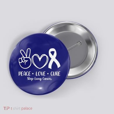 Peace Love Cure Long Cancer Awareness Button
