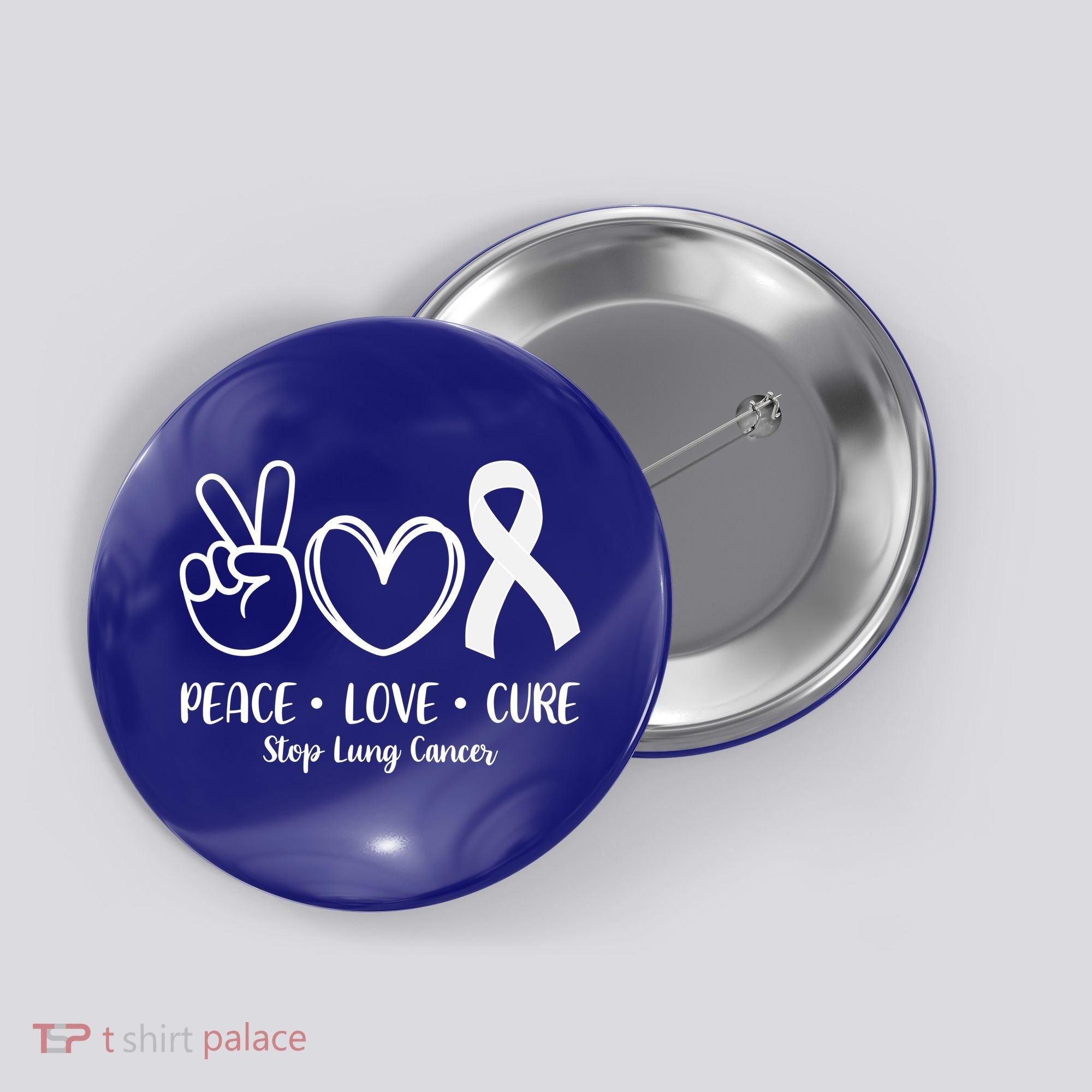 Peace Love Cure Long Cancer Awareness Button