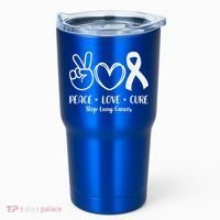Peace Love Cure Long Cancer Awareness Tumbler thumb 0
