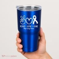 Peace Love Cure Long Cancer Awareness Tumbler thumb 2