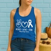 Peace Love Cure Long Cancer Awareness Women's Tank Top thumb 2