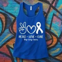 Peace Love Cure Long Cancer Awareness Women's Tank Top thumb 3