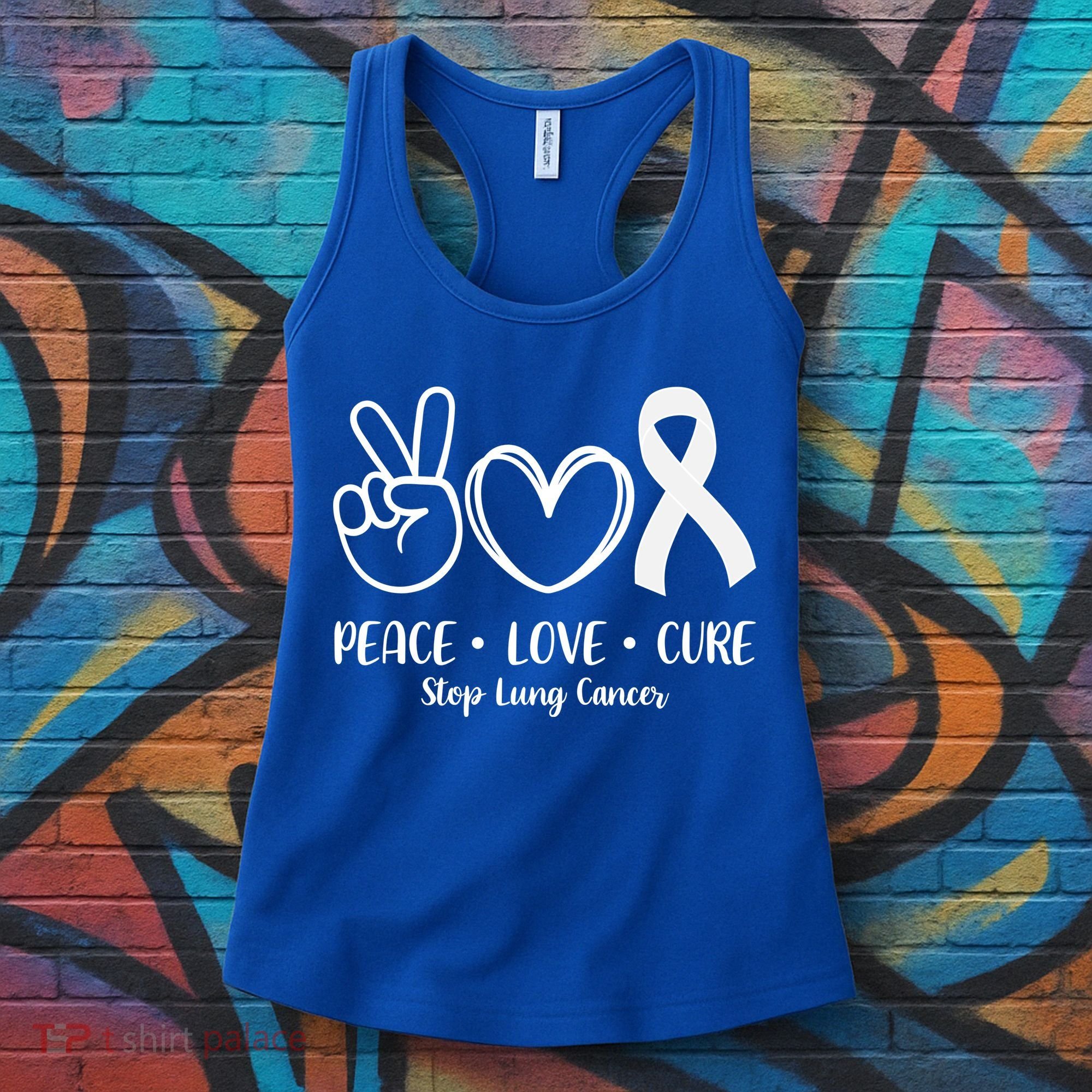 Peace Love Cure Long Cancer Awareness Women's Tank Top