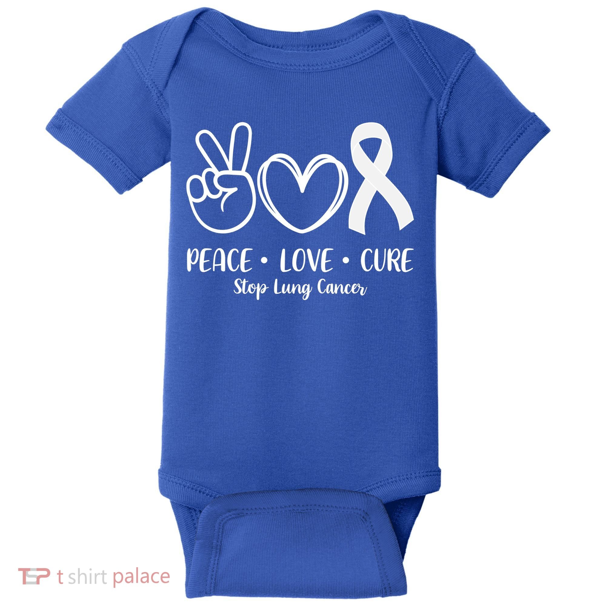 Peace Love Cure Long Cancer Awareness Baby Bodysuit