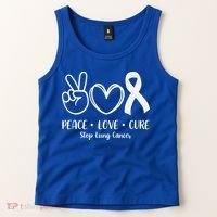 Peace Love Cure Long Cancer Awareness Tank Top thumb 2