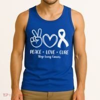 Peace Love Cure Long Cancer Awareness Tank Top thumb 3
