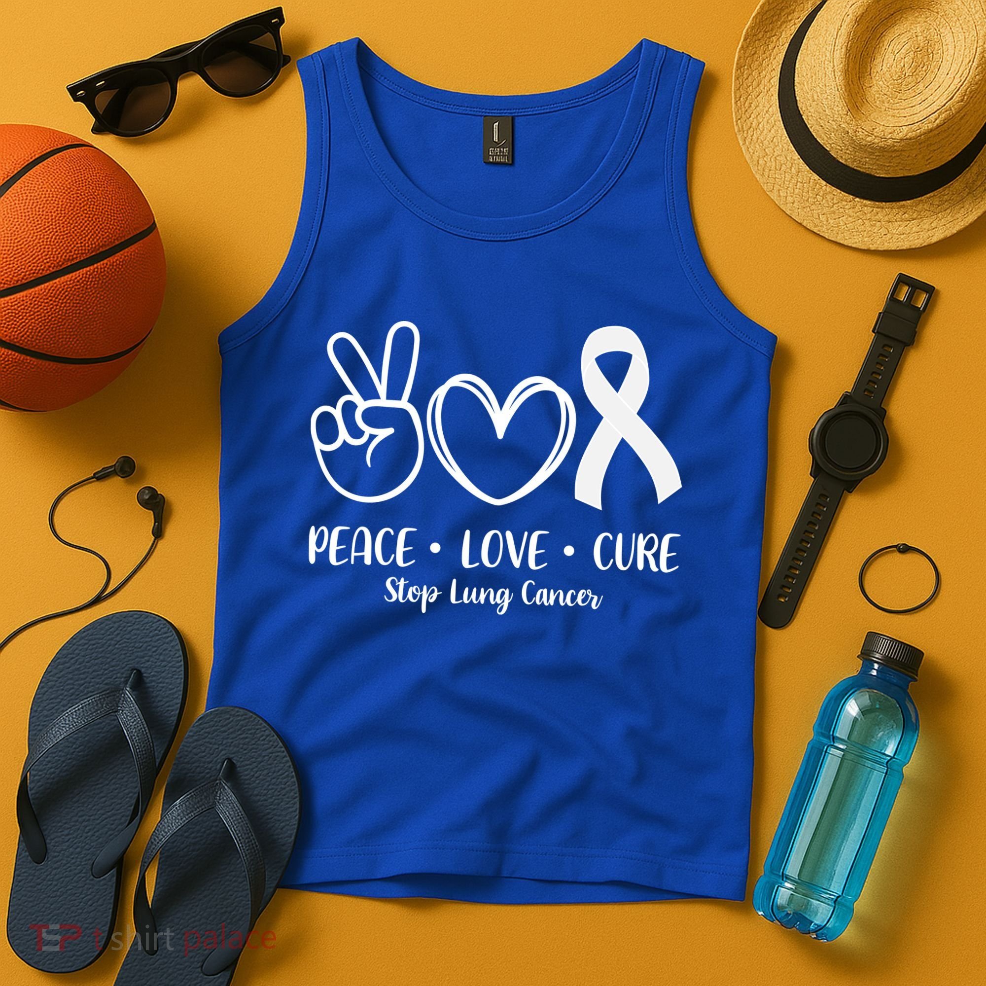 Peace Love Cure Long Cancer Awareness Tank Top