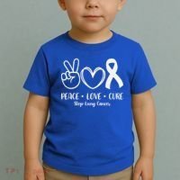 Peace Love Cure Long Cancer Awareness Toddler T-Shirt thumb 2