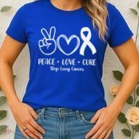 Peace Love Cure Long Cancer Awareness Women's T-Shirt thumb 2