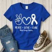 Peace Love Cure Long Cancer Awareness Women's T-Shirt thumb 3
