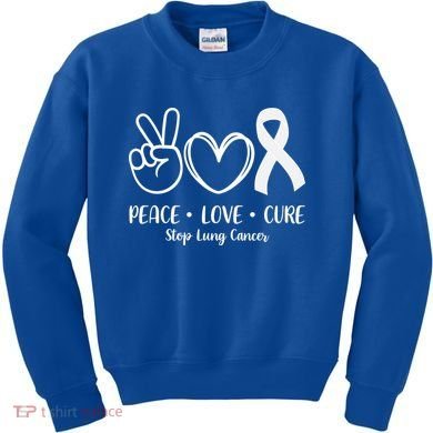 Peace Love Cure Long Cancer Awareness Kids Sweatshirt