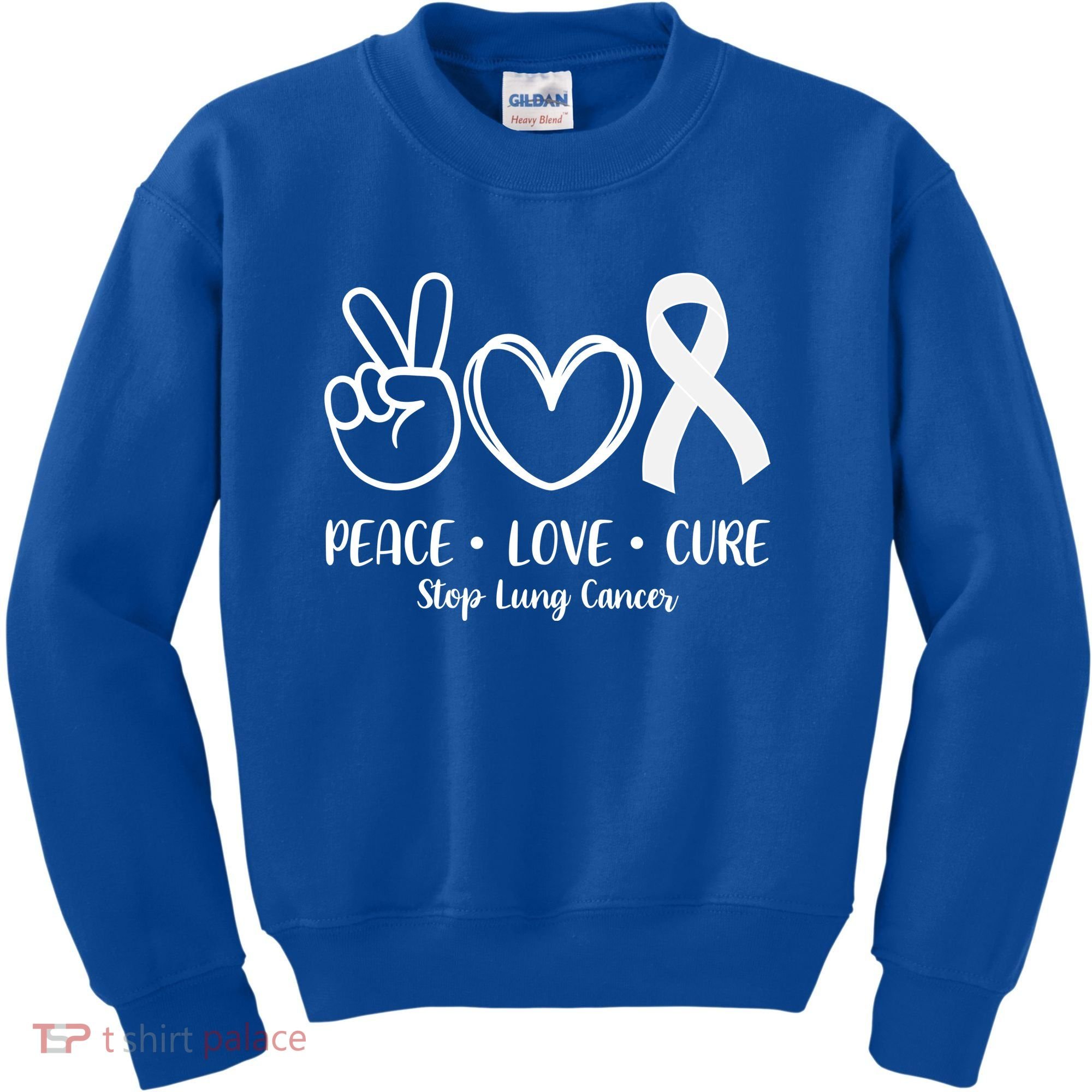 Peace Love Cure Long Cancer Awareness Kids Sweatshirt