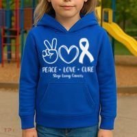 Peace Love Cure Long Cancer Awareness Kids Hoodie thumb 3