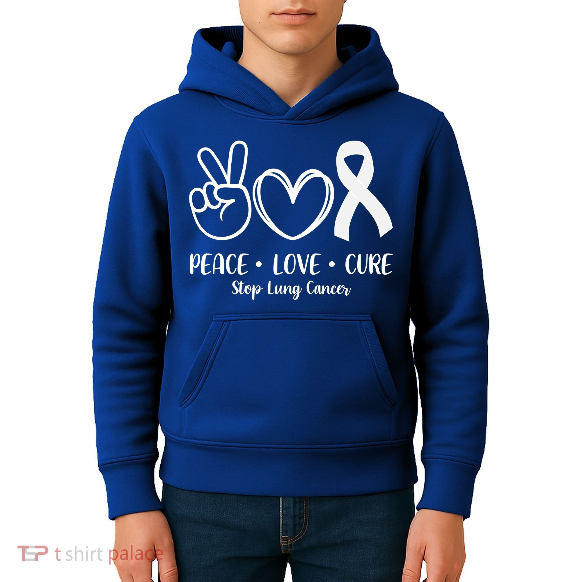 Peace Love Cure Long Cancer Awareness Kids Hoodie