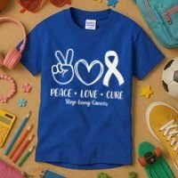Peace Love Cure Long Cancer Awareness Kids T-Shirt thumb 3