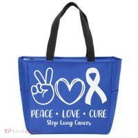 Peace Love Cure Long Cancer Awareness Tote Bag thumb 0