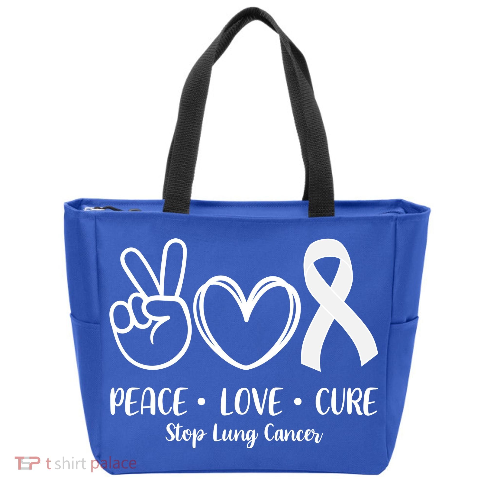 Peace Love Cure Long Cancer Awareness Tote Bag