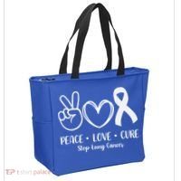 Peace Love Cure Long Cancer Awareness Tote Bag thumb 2