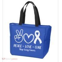Peace Love Cure Long Cancer Awareness Tote Bag thumb 3