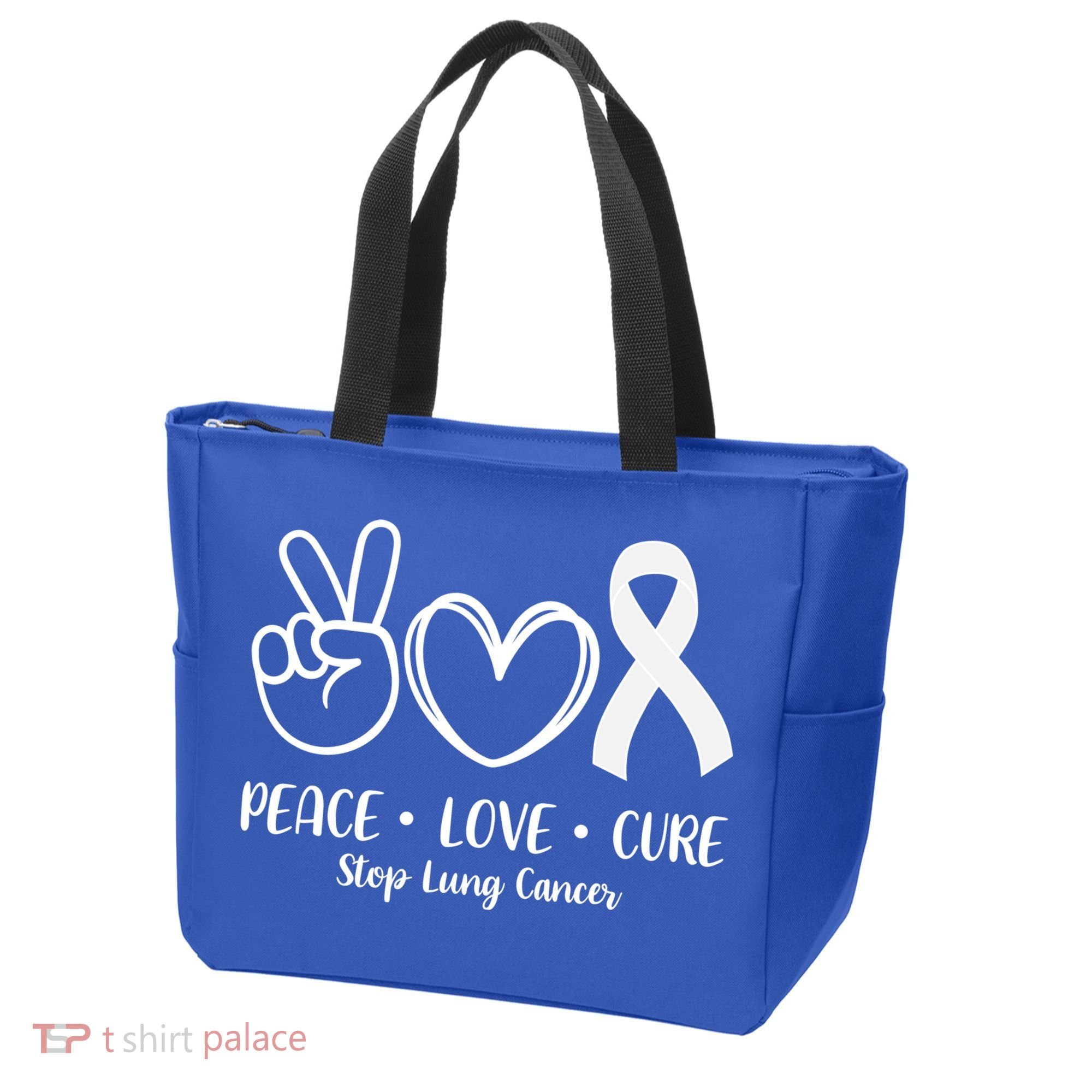 Peace Love Cure Long Cancer Awareness Tote Bag