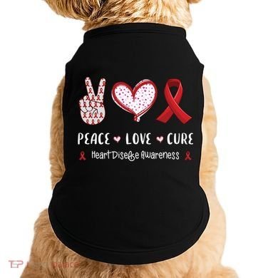 Peace Love Cure Heart Disease Awareness Chd Gift Doggie Tank