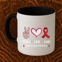 Peace Love Cure Heart Disease Awareness Chd Gift Coffee Mug thumb 2