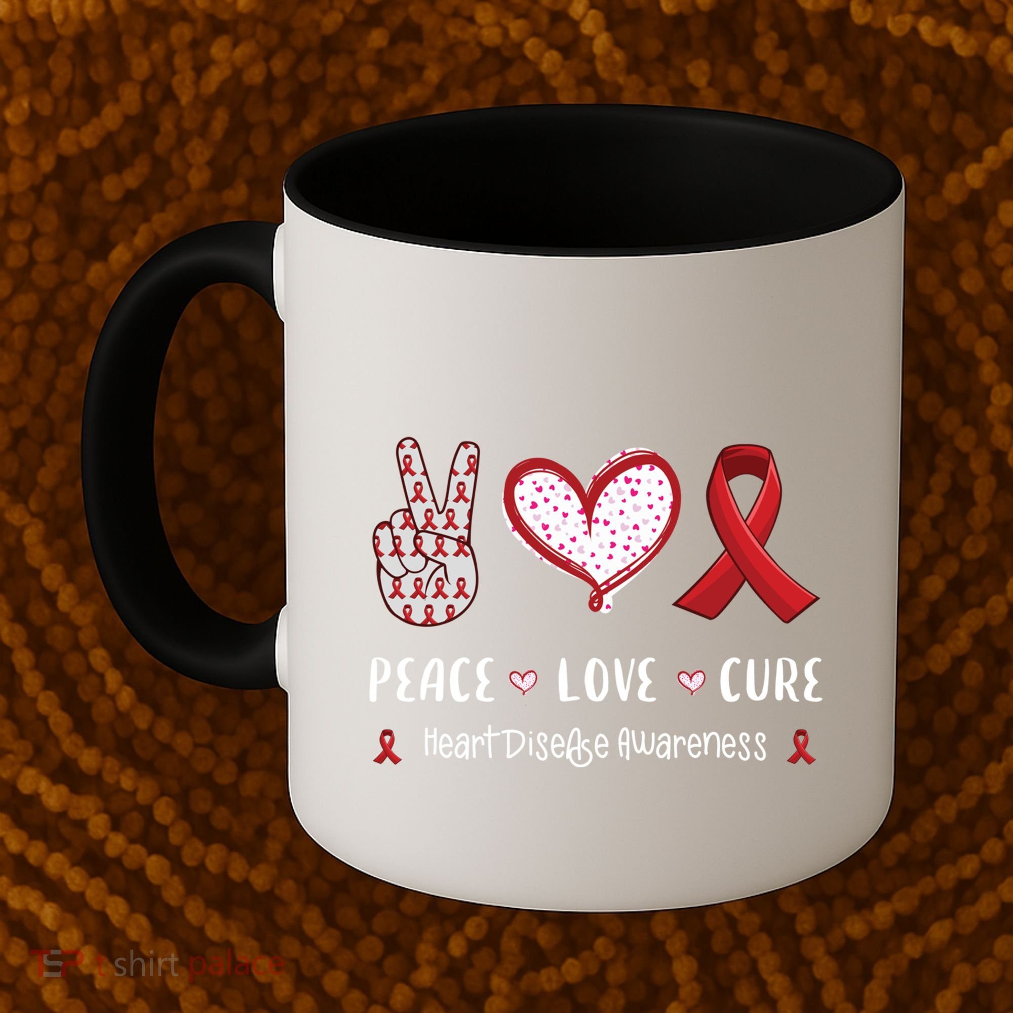 Peace Love Cure Heart Disease Awareness Chd Gift Coffee Mug