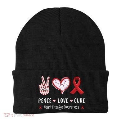 Peace Love Cure Heart Disease Awareness Chd Gift Beanie