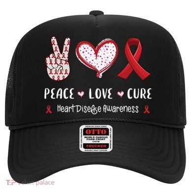Peace Love Cure Heart Disease Awareness Chd Gift Hat