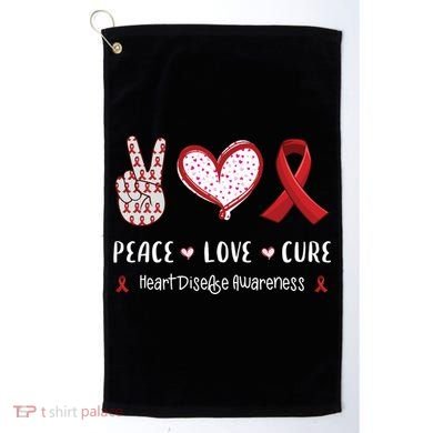 Peace Love Cure Heart Disease Awareness Chd Gift Golf Towel